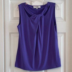 Twist Tie Sleeveless Scoop Neckline Purple Top
